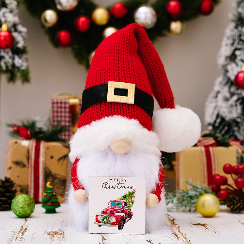 Wholesale Christmas Decorations Christmas Fur Ball Knitted Hat Doll Ornaments